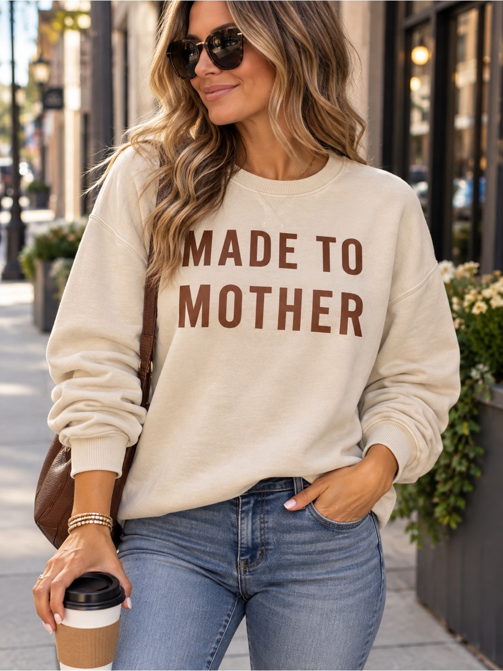 Made to Mother Crewneck Sweatshirt - Beige